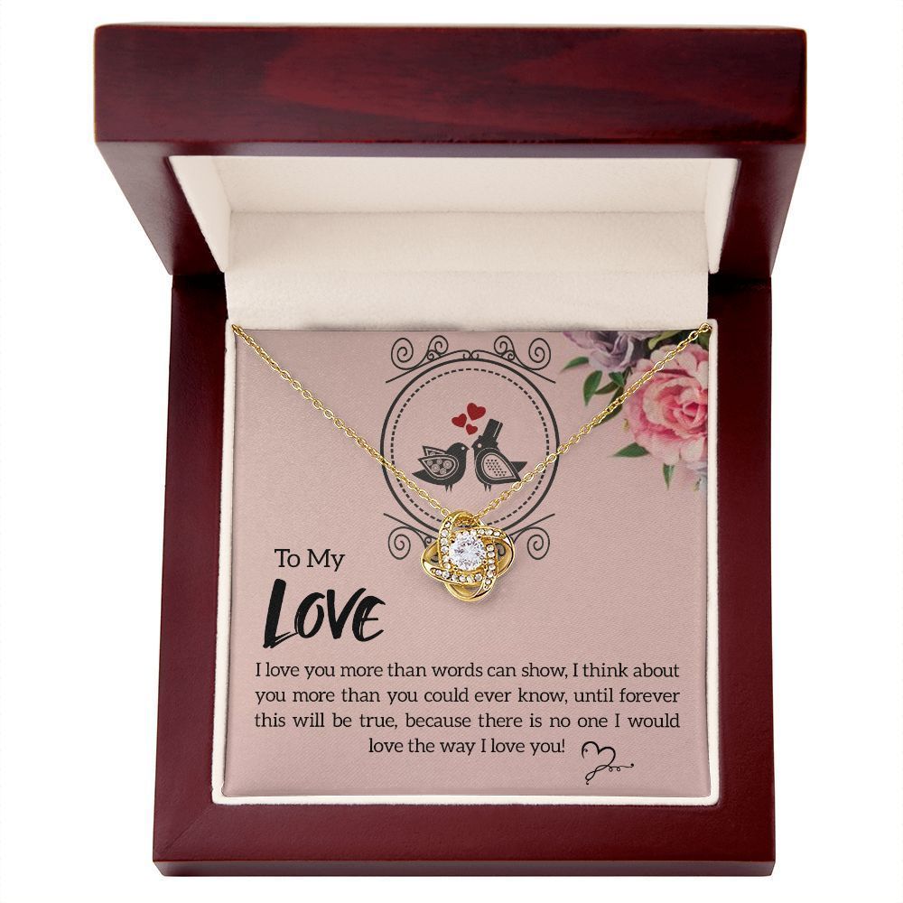 To My Love I Love You More Infinity Knot Necklace Message Card